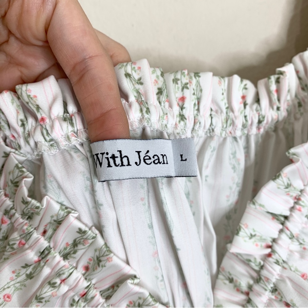 NEW With Jean Isabelle Floral Mini Dress (Sz L / US 8) Paper Daisy Satin - Picture 11 of 14